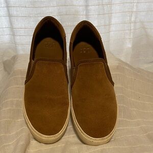 UGG Womens  Tan Suede Slip-On Loafers